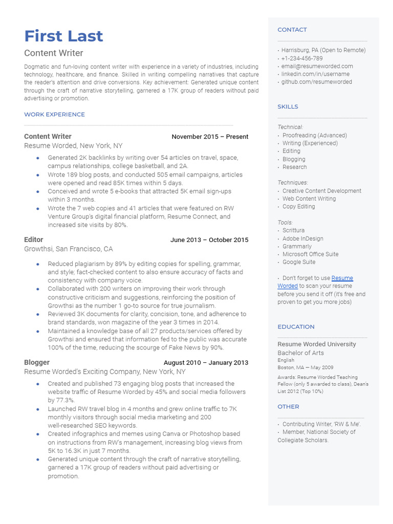 Content writer template 10 download free pdf editing blog