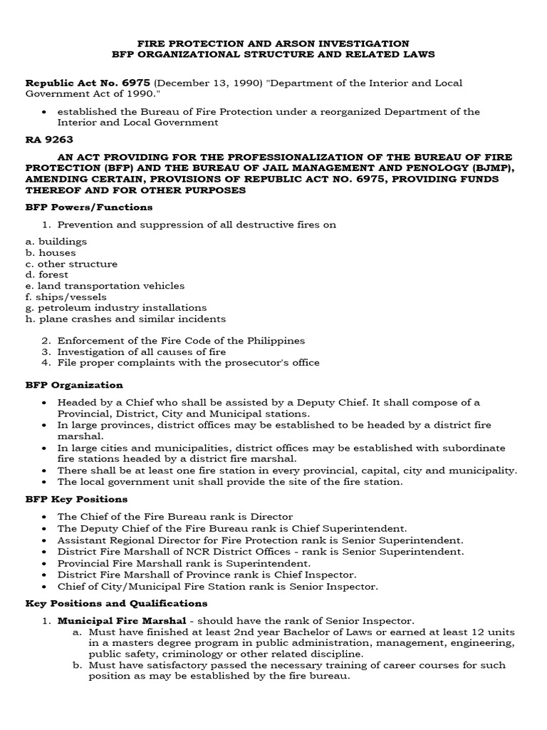 BFP Structure and Fire Code Overview | PDF | Fire Safety | Fires