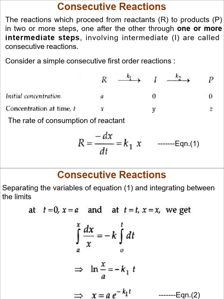 Consecutive Reactions in Kinetics | PDF | Reaction Rate | Chemical ...
