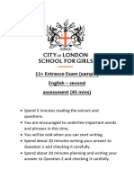 City of London School For Girls Sample 11 Plus English Paper 2021