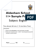 Aldenham School 11 Plus English Paper 2022