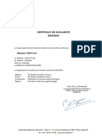 Certificat de Scolarit檫NU042 2023-2024 TIANYI LIU