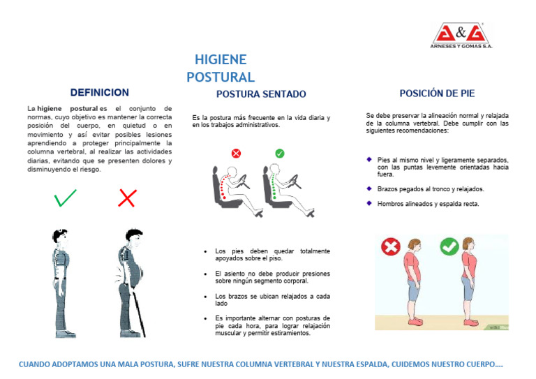 FOLLETO HIGIENE POSTURAL | PDF | Dolor lumbar | La columna vertebral
