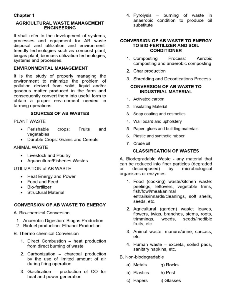 Agricultural waste management engineering reviewer pdf soil aquifer