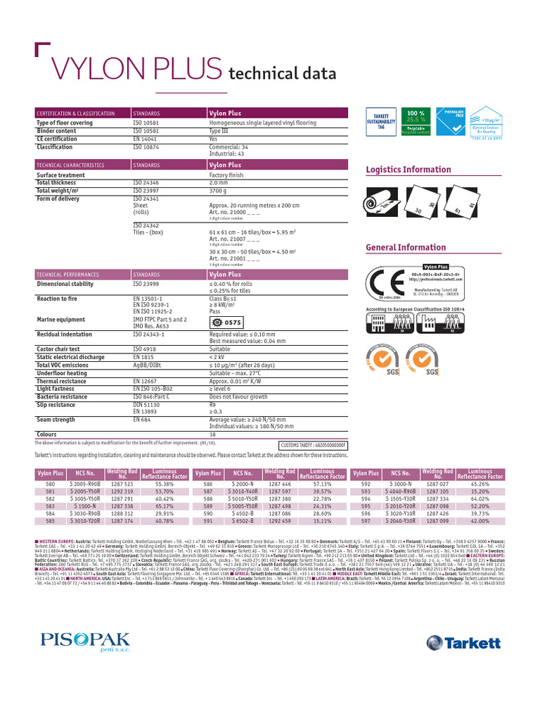 Tarkett Vylon Plus Flooring Details | PDF
