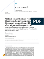 William Isaac Thomas, Florian Znaniecki, Le Paysan Polonais en Europe Et en Amérique. Récit de Vie D'un Migrant (Chicago 1919)