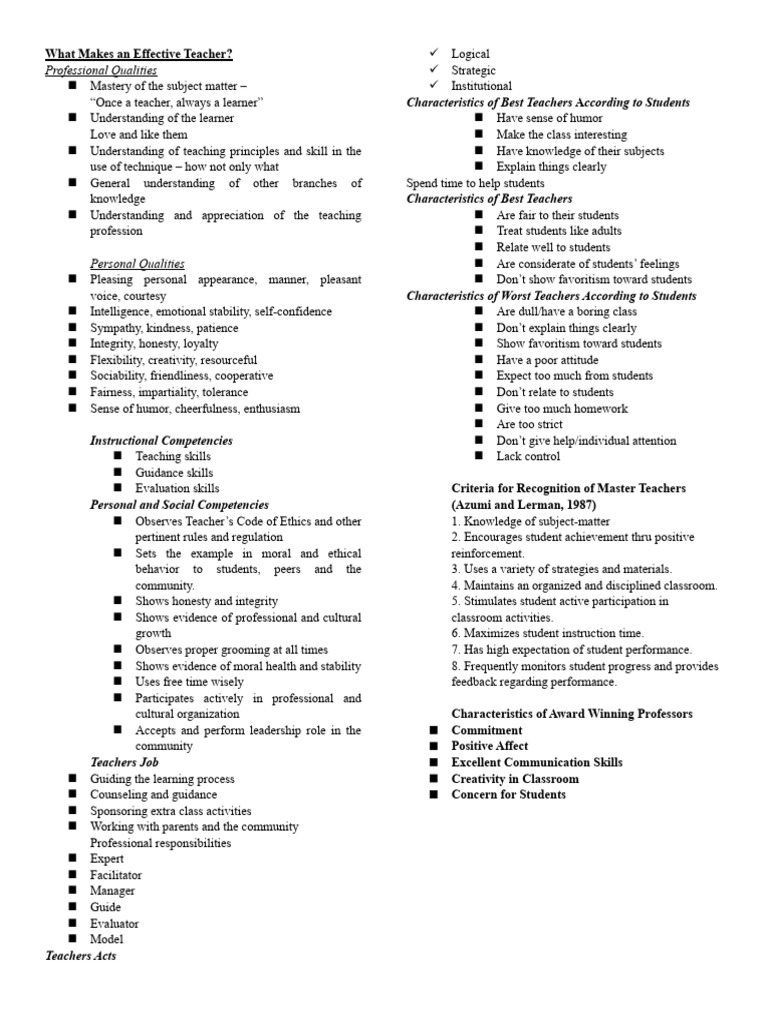 What makes an effective teacher download free pdf learning teachers