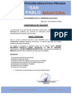 Constancia Vacante Secundaria San Pablo 2022 Secundaria