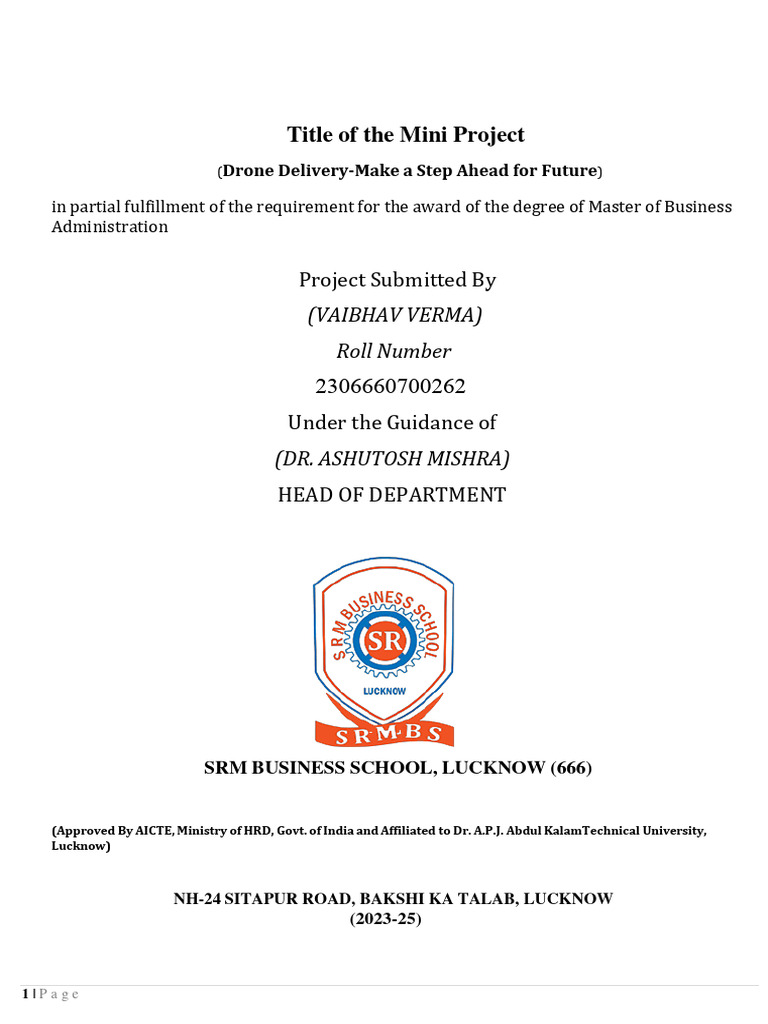 MBA MINI PROJECT111 - Organized (1) Page Number Changed, Date Updated ...