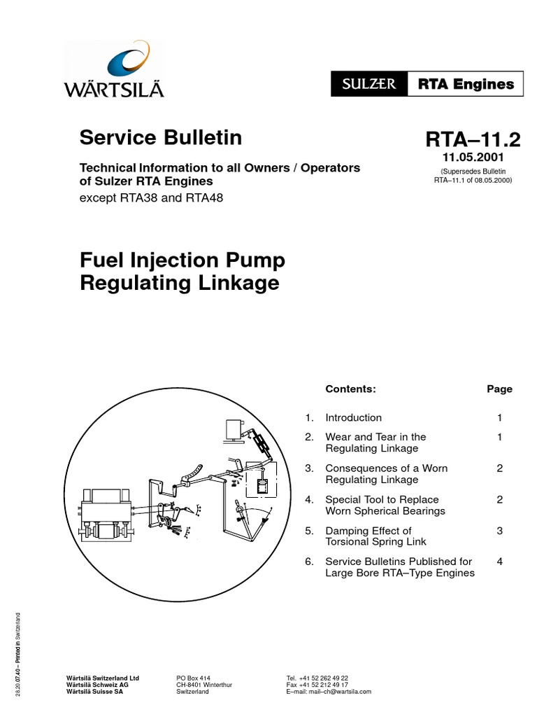 RTA Fuel Pump Linkage Maintenance Guide | PDF | Piston | Pump