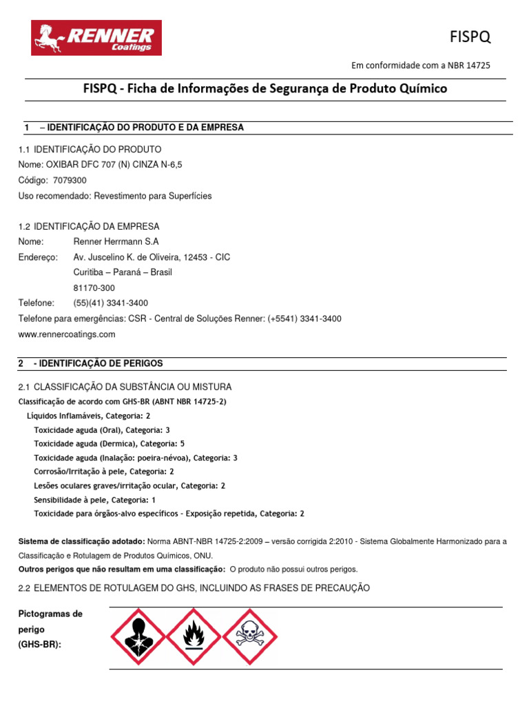 RN01 - Oxibar DFC 707 (N) Cinza N-6,5 - 7079300 | PDF | Dióxido de ...