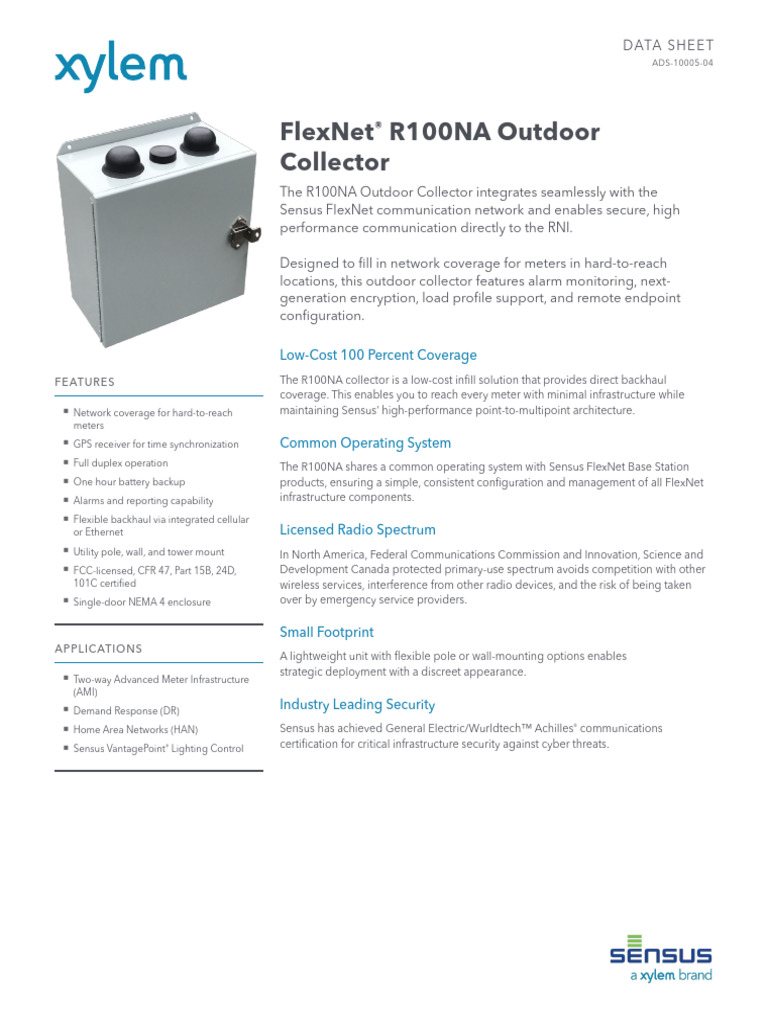 FlexNet R100NA Collector Data Sheet | PDF | Computer Network | Cable ...