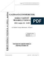 Gazdasagi Ismeretek Emelt Szintu Irasbeli Erettsegi Vizsga Megoldassal 2012