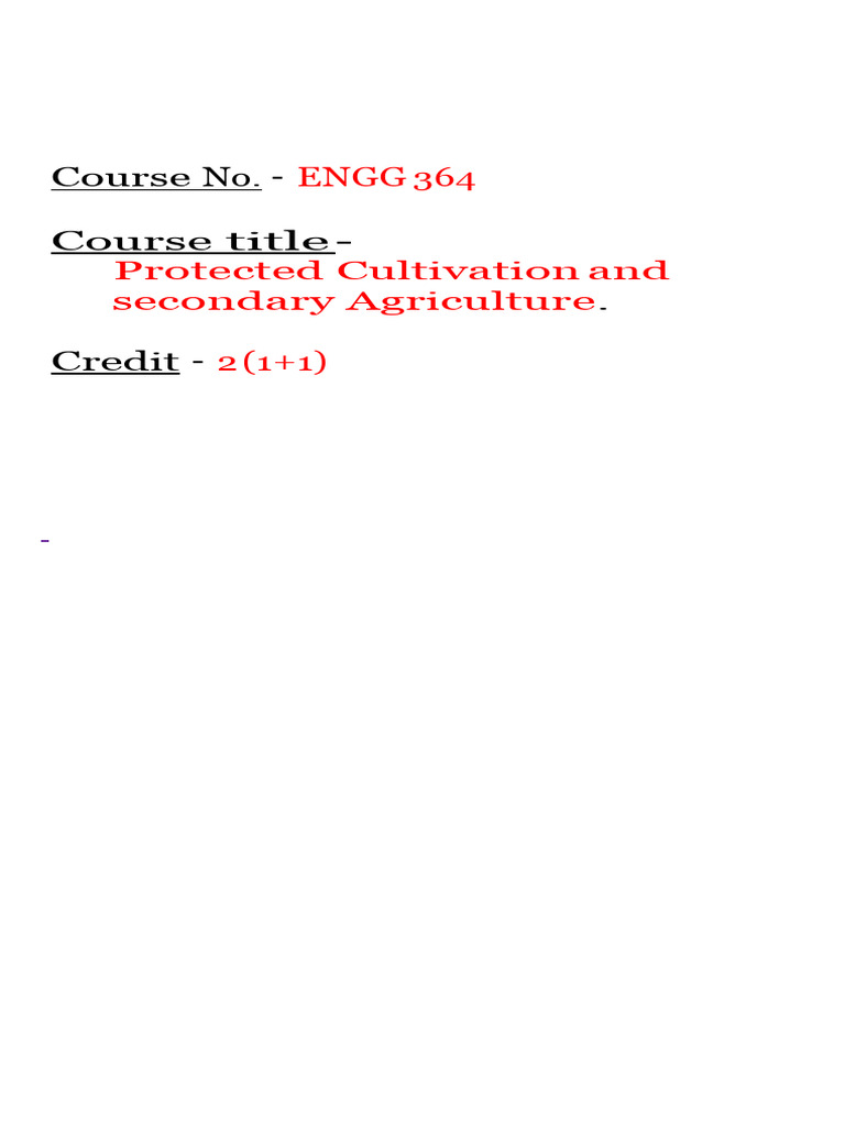 Engg 364 Printed Long Note | PDF | Greenhouse | Irrigation