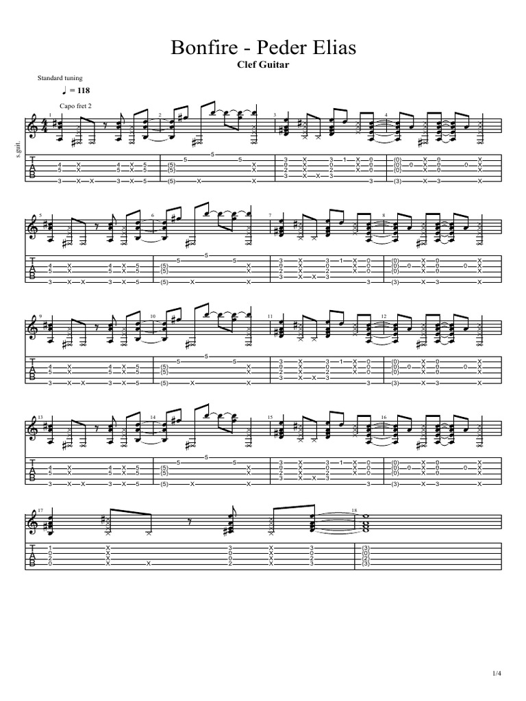Bonfire Guitar Tabs - Peder Elias | PDF | Celtic Musical