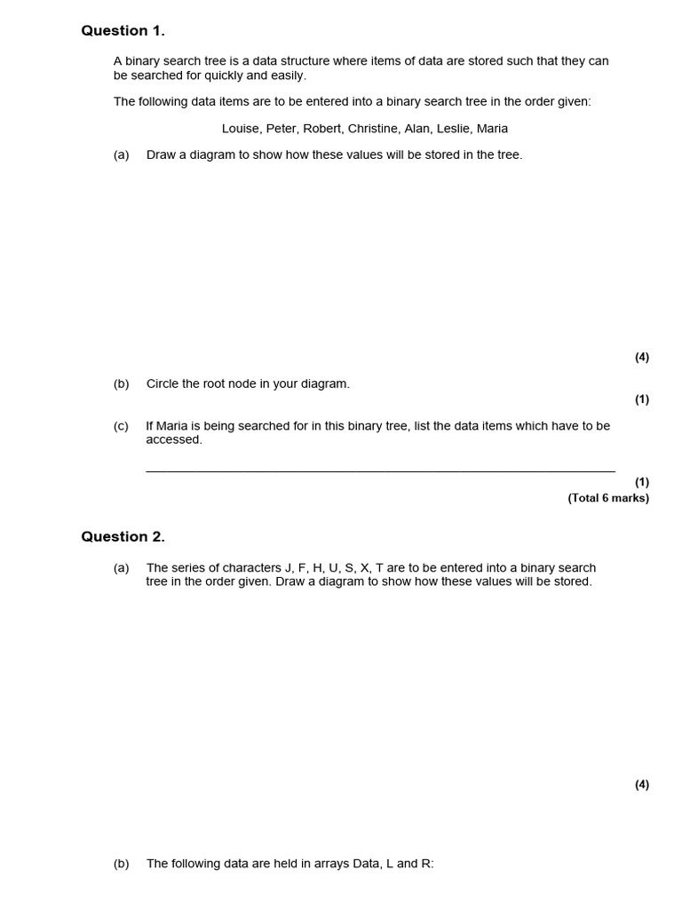 binary seach tree question | PDF