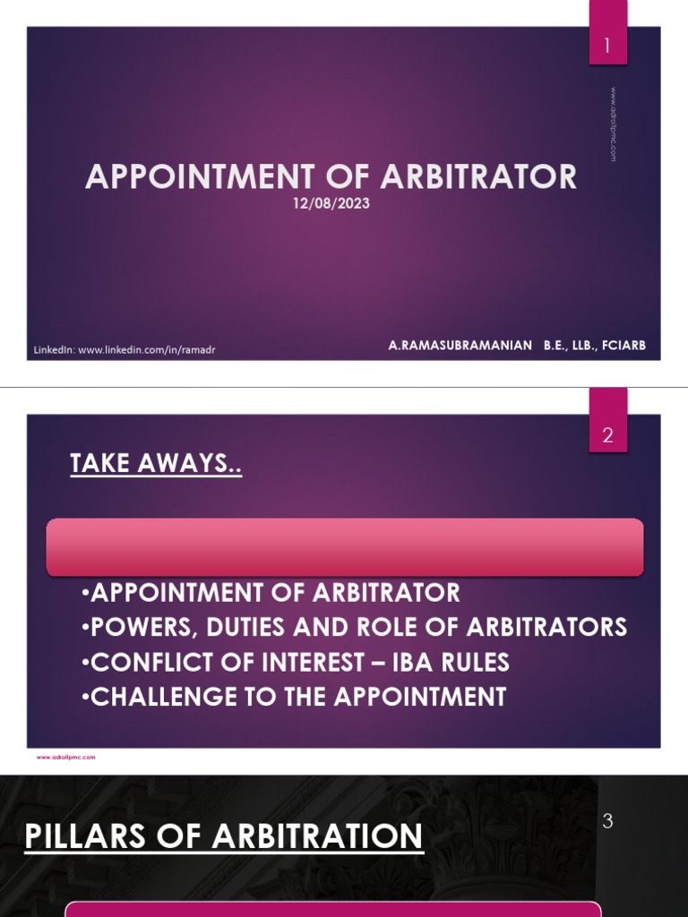 Appointment and Duties of Arbitrators | PDF | Arbitral Tribunal ...