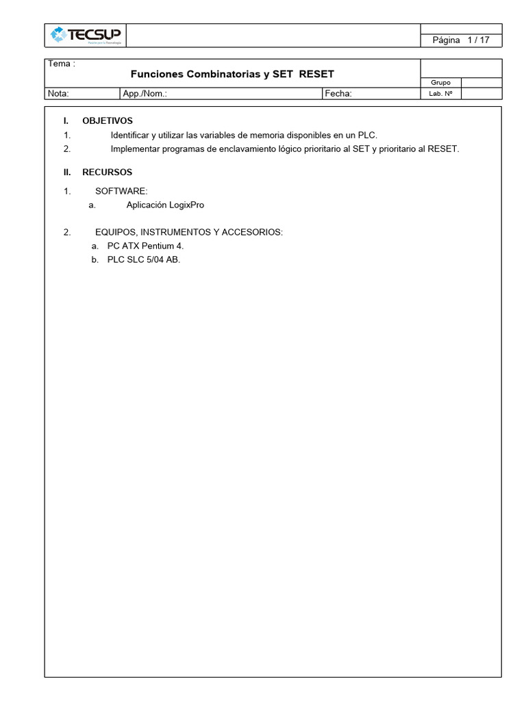 Programación PLC: Funciones SET/RESET | PDF | Arquitectura de ...