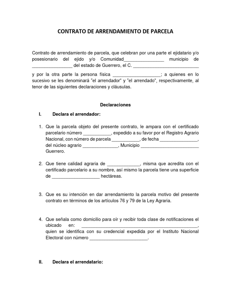Contrato de Arrendamiento de Parcela | PDF | Derecho privado | Ley común