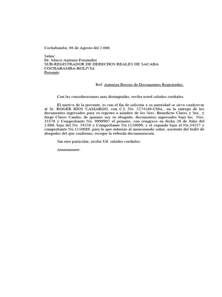 Autorización para Recojo de Documentos | PDF | Ciencias sociales