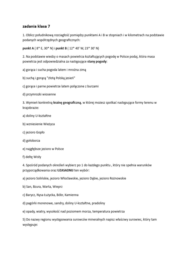 Test Dla Klasy 7 Nowy2 | PDF