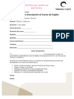 Ficha de Inscripción Al Curso de Inglés