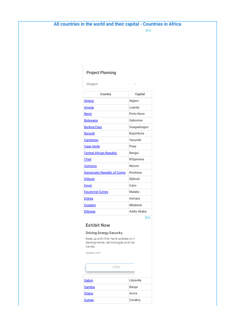 African Countries and Capitals List | PDF | Africa | International ...