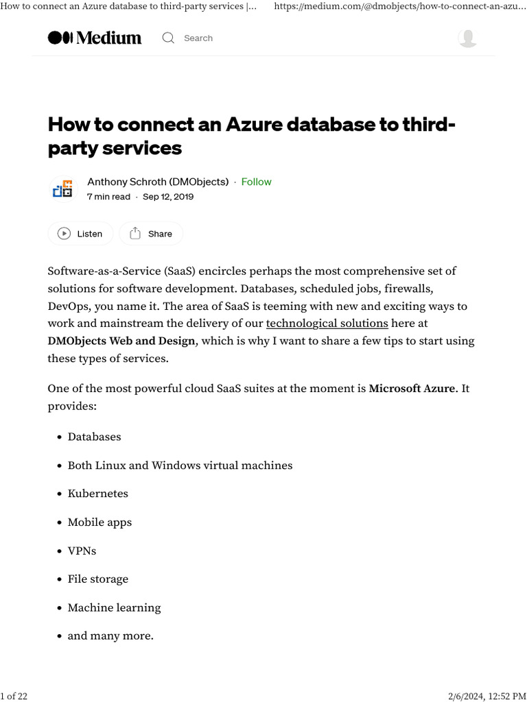 How To Connect An Azure Database To Third-Party Services by Anthony ...