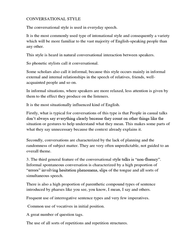 Conversational Style Pdf