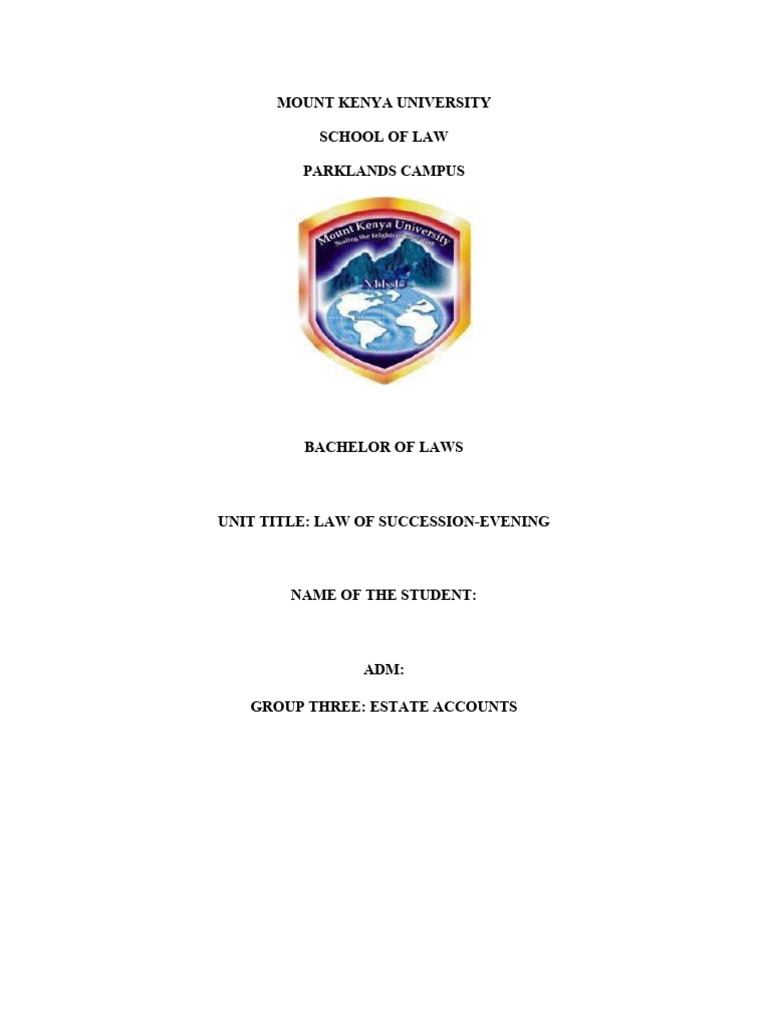 Estate Accounts in Law of Succession | PDF | Will And Testament ...
