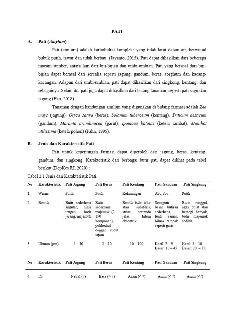 Karakteristik dan Jenis Pati Tumbuhan | PDF