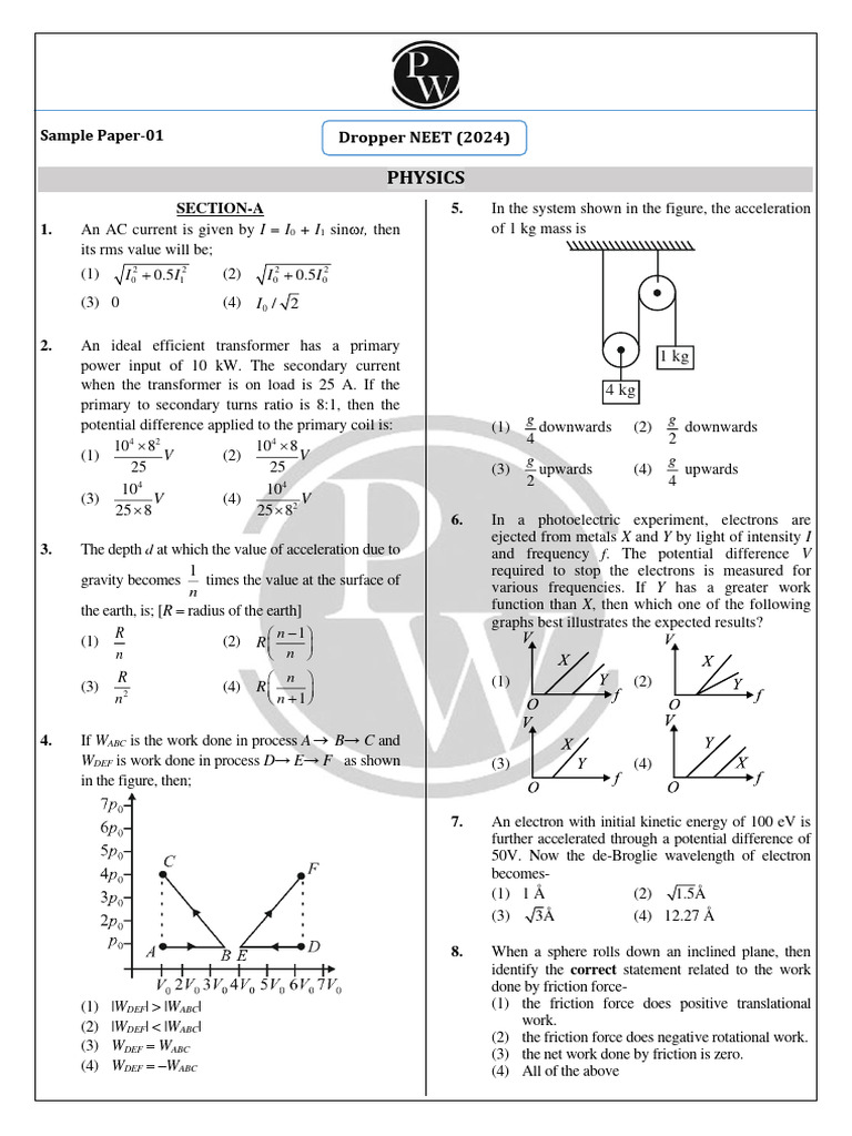 Neet2024 physics sample questions 1 pdf physical chemistry