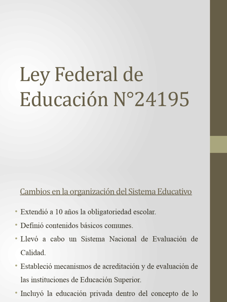 Ley Federal de Educación | PDF | Educación de la primera infancia ...