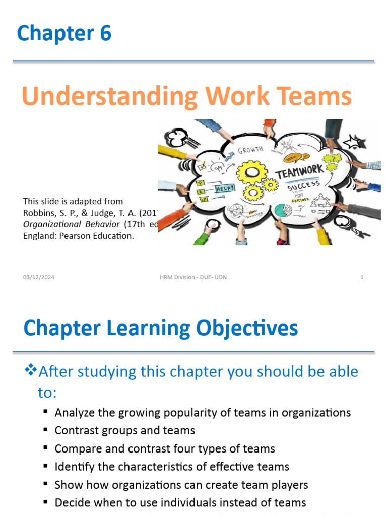 Chapter 6 Understanding Work Teams | PDF | Leadership | Psychological ...