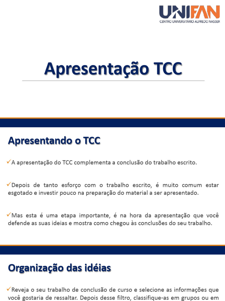 Dicas De Apresentação Do Tcc Unifan Pdf Tempo Roupas