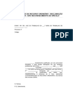 Contrarrazões de Recurso Ordinário Reclamação Trabalhista Não Reconhecimento de Vínc..