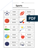 Sports Vocabulary Worksheet