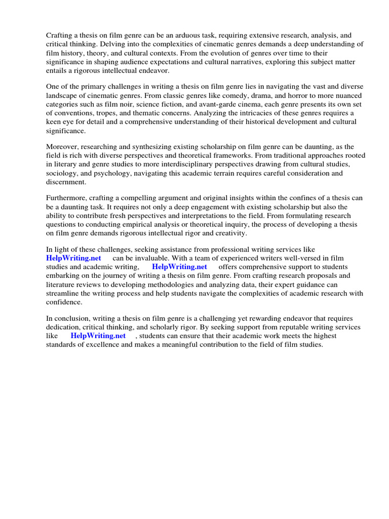 Film genre thesis pdf genre essays