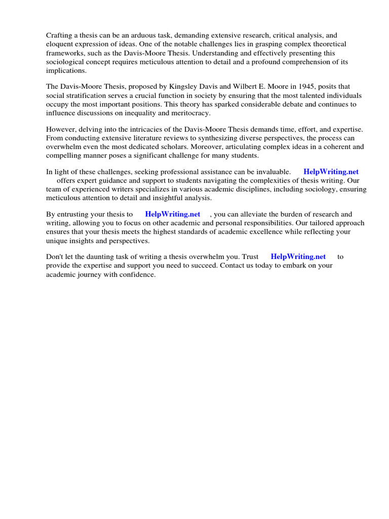 Davis Moore Thesis Definition | PDF | Social Stratification | Social ...