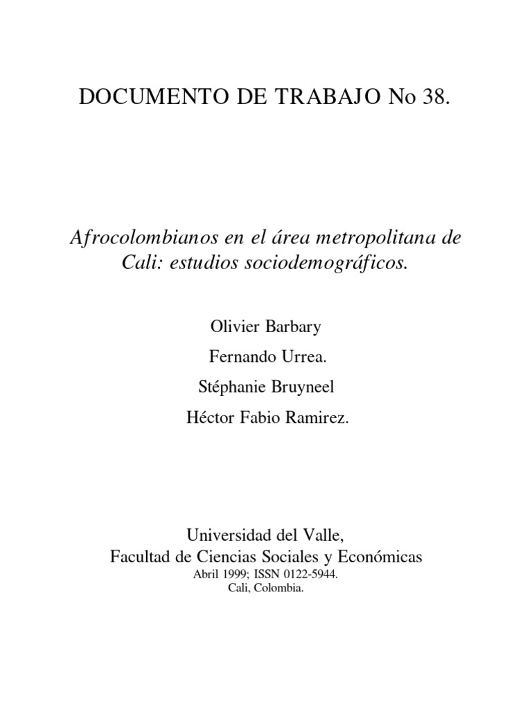 Barbary et al 1999 afrocolombianos en el rea metropolitana de cali