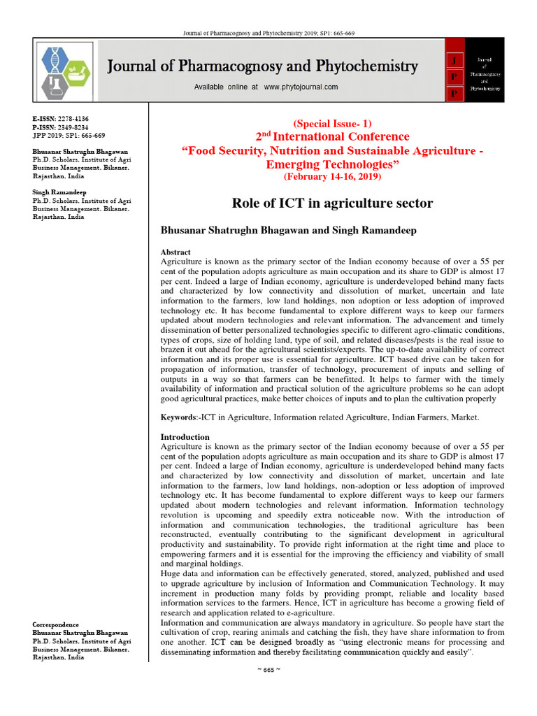 Roles of Ict For Agriculture | PDF | Agriculture | Information