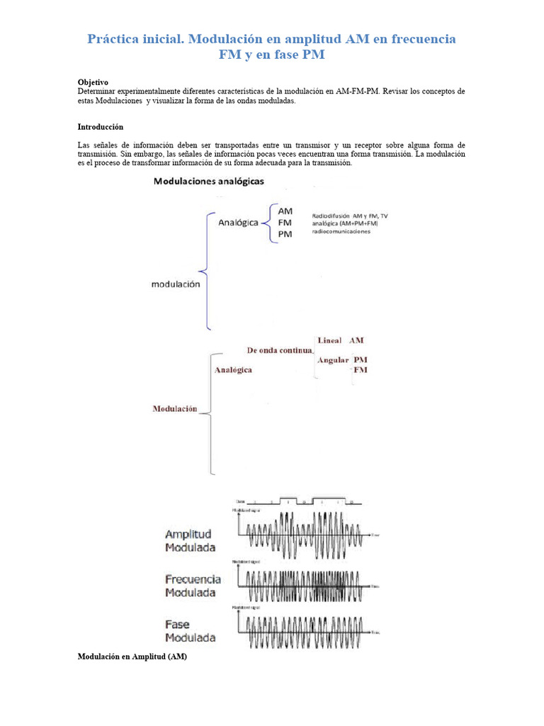 Características de Modulación AM, FM y PM | PDF | Modulación ...