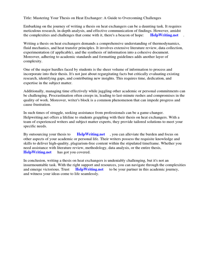 Thesis On Heat Exchanger Pdf Pdf Heat Exchanger Heat
