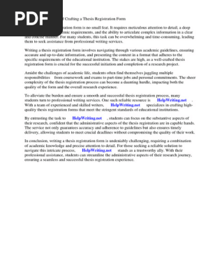 Thesis Registration Form
