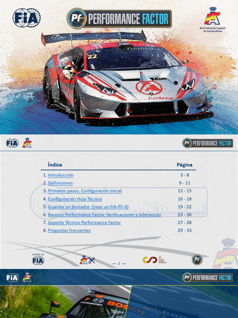Guía de Performance Factor FIA: Configuración y Uso | PDF | Carrera de ...