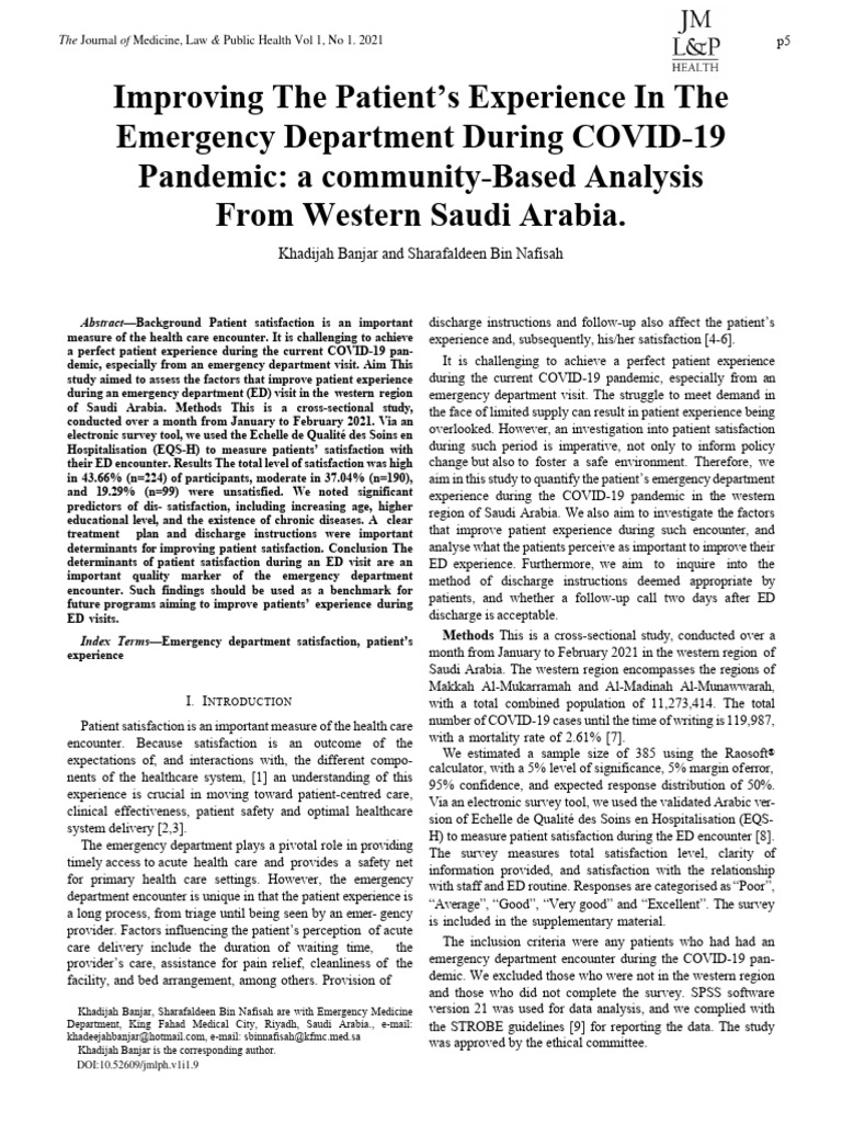 Improving The Patient S Experience In The Emergency Department During