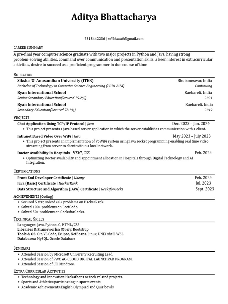 Resume 2 | PDF | Java (Programming Language) | Databases, image size:768x1024