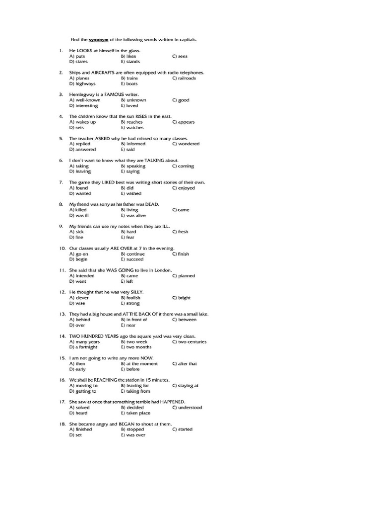 Test 1 Synonyms | PDF