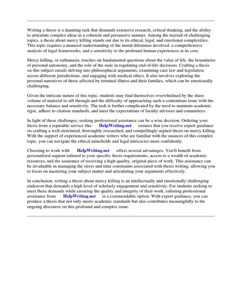 Thesis About Mercy Killing PDF Adolescence Marriage