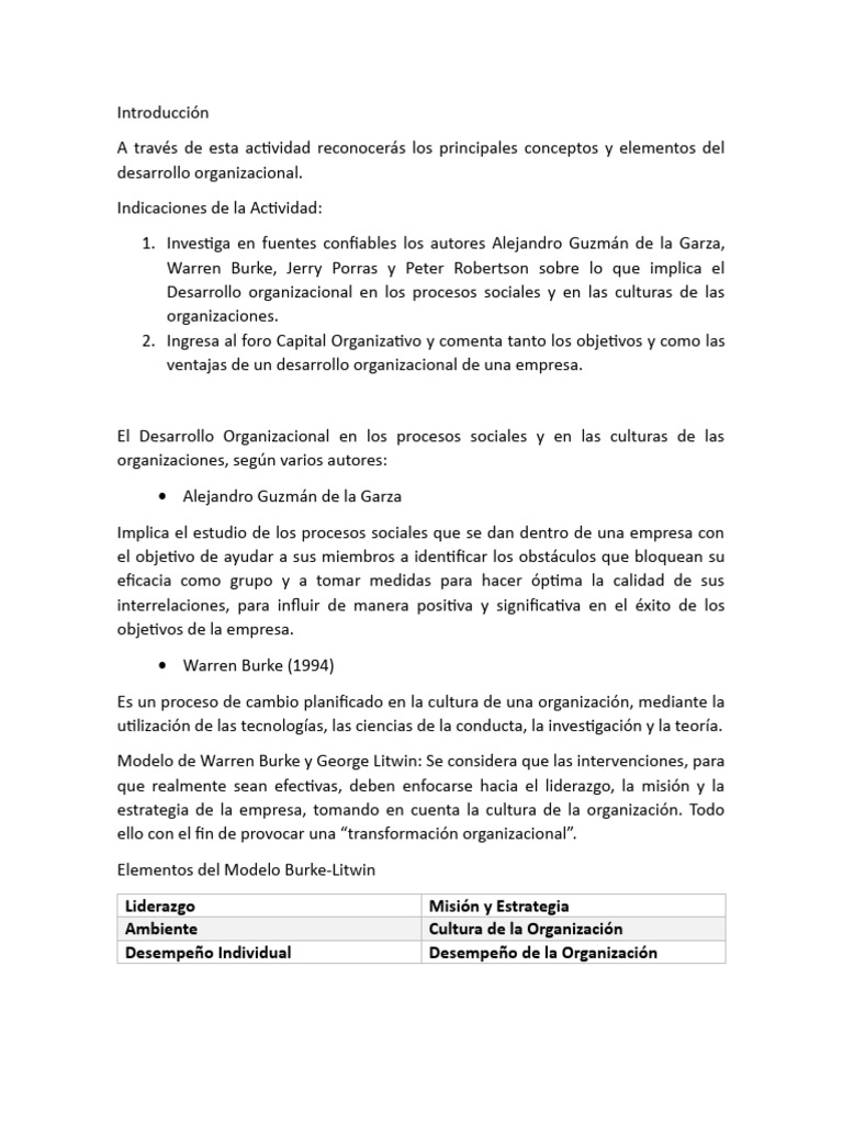 Desarrollo Organizacional: Claves y Beneficios | PDF | Business | Liderazgo
